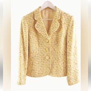 Tahari Women's Gild Yellow Cropped Tweed‎ Jacket